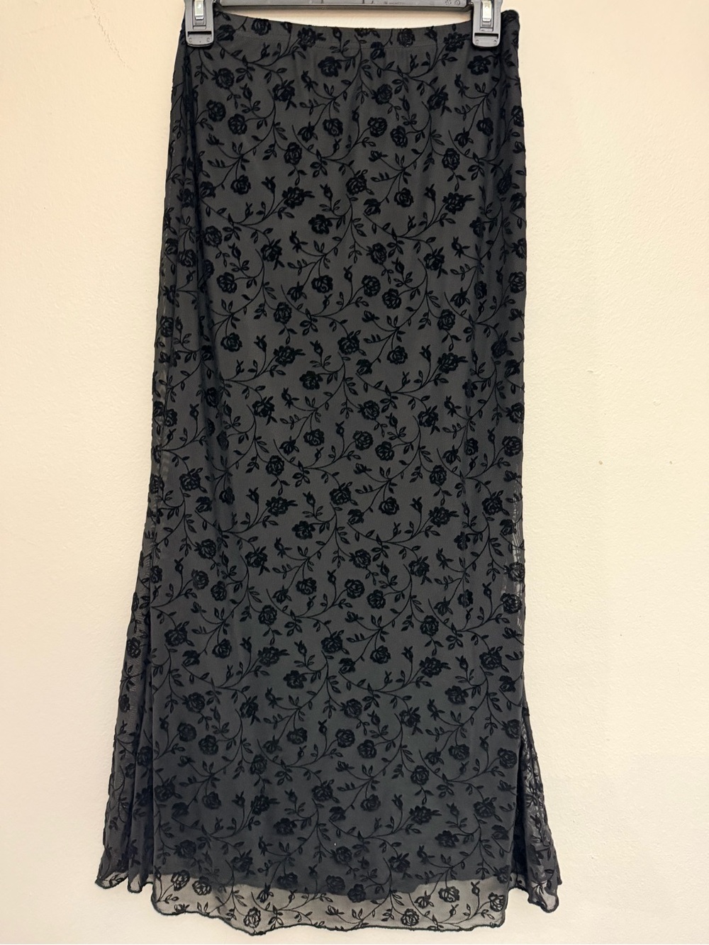 Black Floral Sheer Maxi Skirt